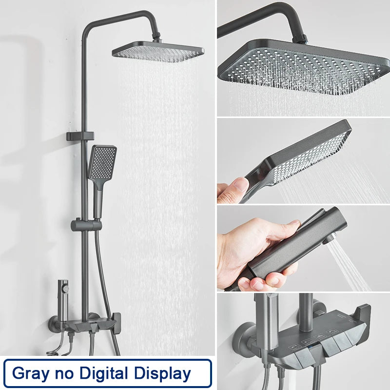 Rozin Smart Digital Display Shower Faucet Set With Rainfall System