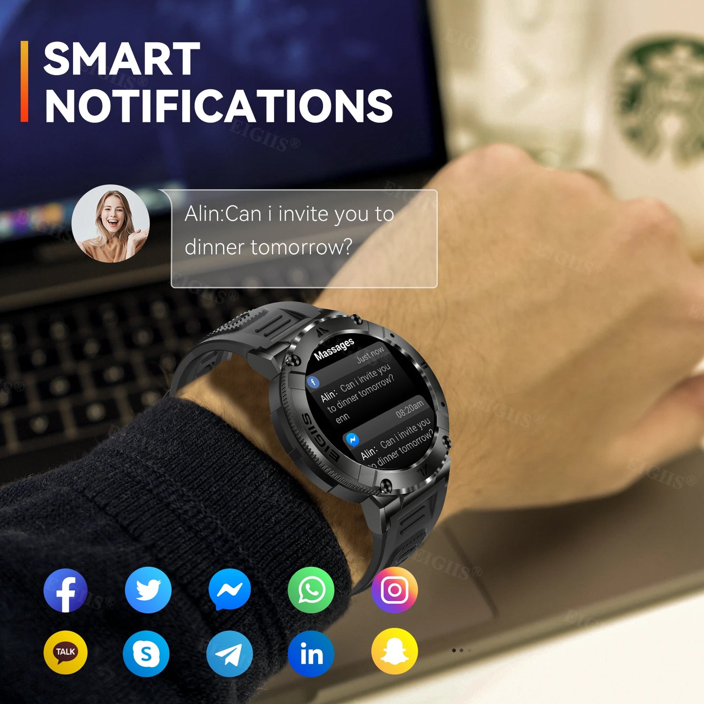 LaNikar Smart Watch Men TFT Bluetooth Call Blood Pressure Monitor