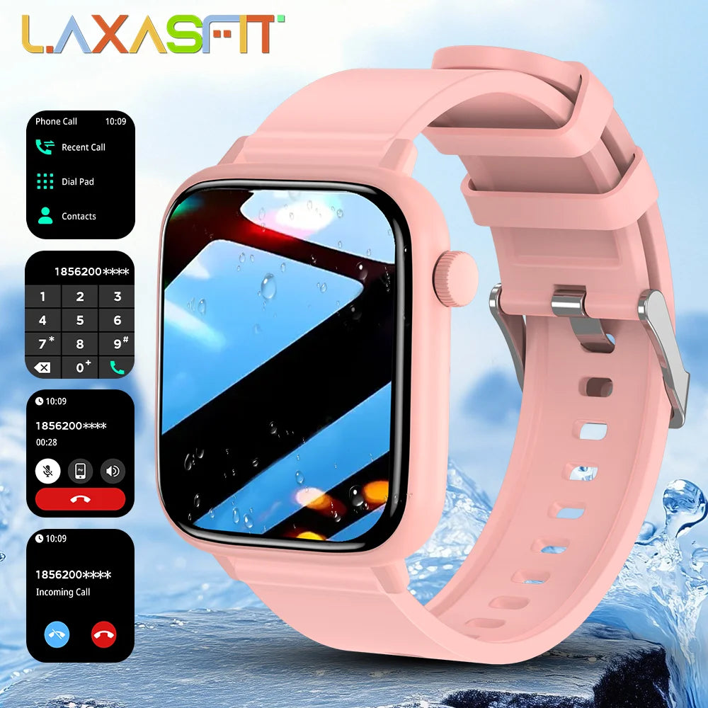 LAXASFIT Smartwatch Bluetooth Call Heart Rate IP68 Waterproof 100 Modes